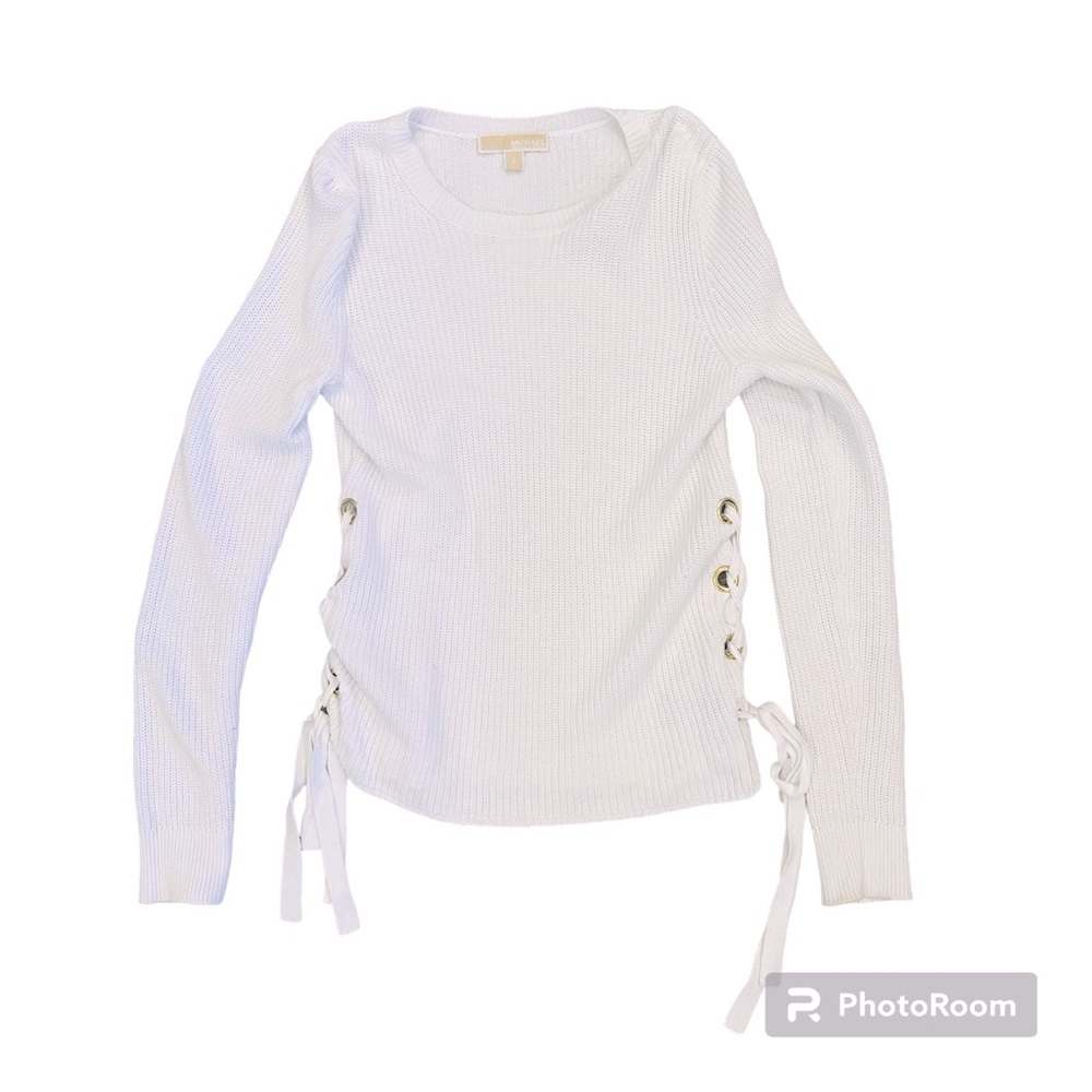 MICHAEL by Michael Kors Knit Side Tie Pullover Sweater Gold Grommets Small